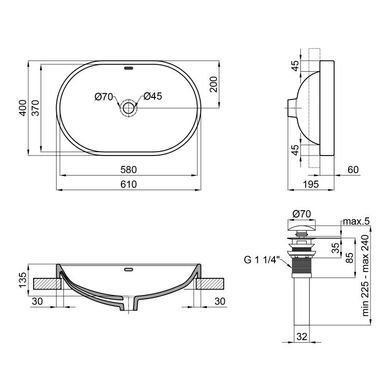Раковина Qtap Leo 590x400x170 White с донным клапаном QT11114028W