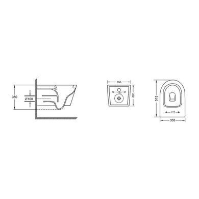 Унітаз підвісний Qtap Swan безобідковий з сідінням Soft-close QT16335178W