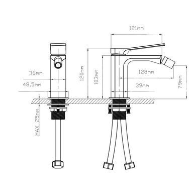 Змішувач для біде Qtap Slavonice QTSLA255BLM45922 Black Matt