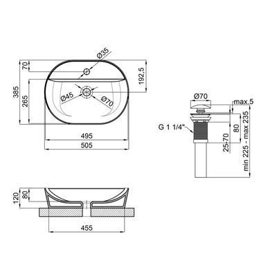 Раковина-чаша Qtap Scorpio 505х385х120 Matt black з донним клапаном QT142202MBMB