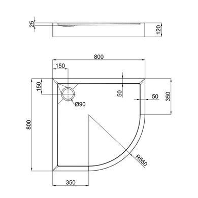 Душевой поддон Qtap Robin 308812C 80x80x12 см + сифон