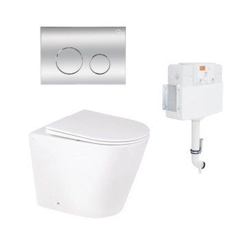 Готове рішення Qtap для ванної кімнати: підлоговий унітаз Swan Rimless + комплект інсталяції Nest 2 в 1 (кругла клавіша Chrome)