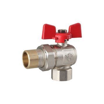 Кран кульовий з американкою 1/2" кутовий метелик (Reiger)