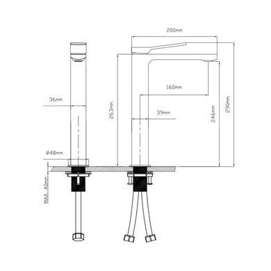 Змішувач для раковини Qtap Slavonice високий QTSLA1042H103B Black Matt