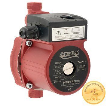 Насос для підвищення тиску 120Вт Hmax 9м Qmax 30л/хв &Oslash;&frac34;" 160мм + гайки &Oslash;&frac12;" AQUATICA (774711)
