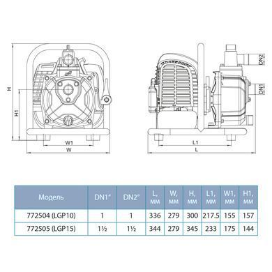 Мотопомпа 1.6 к.с. Hmax 35м Qmax 6м&sup3;/год (2-х тактний) LEO LGP10 (772504)